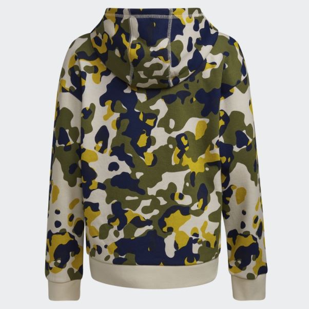 Sweat à Capuche Imprimé Camouflage Adidas Aluminium