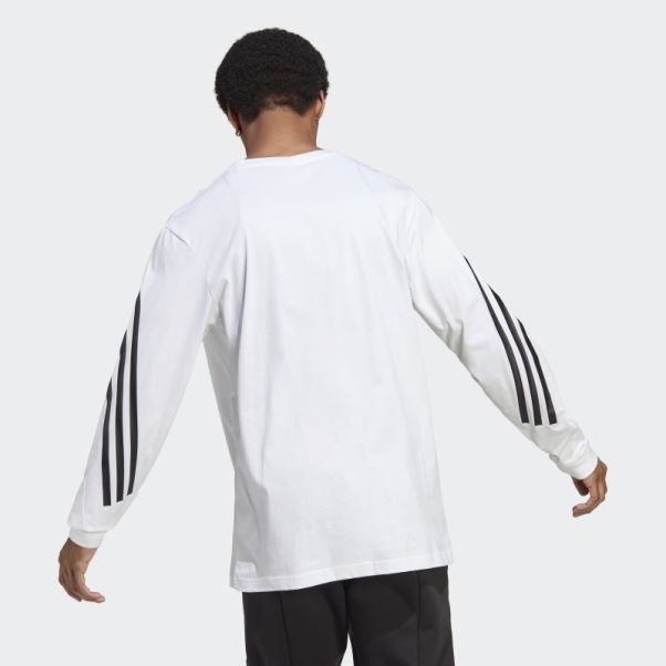 T-shirt à Manches Longues Adidas Future Icons à 3 Bandes Blanc