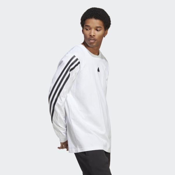 T-shirt à Manches Longues Adidas Future Icons à 3 Bandes Blanc