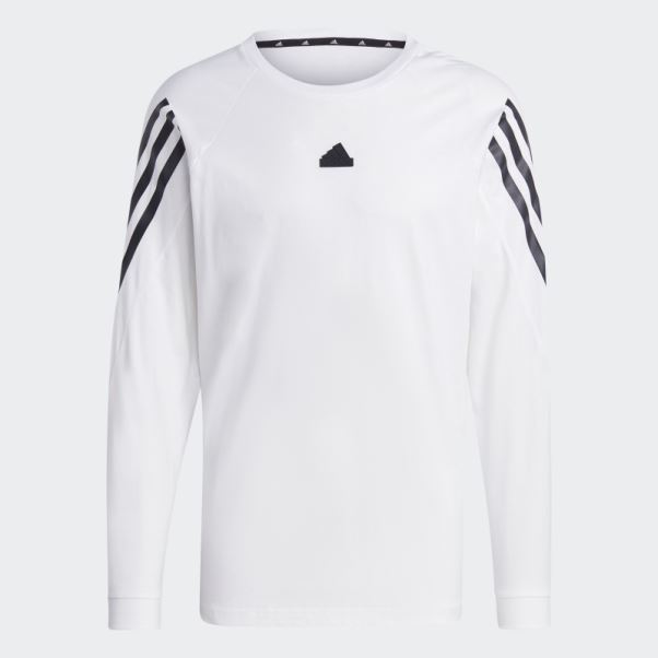 T-shirt à Manches Longues Adidas Future Icons à 3 Bandes Blanc