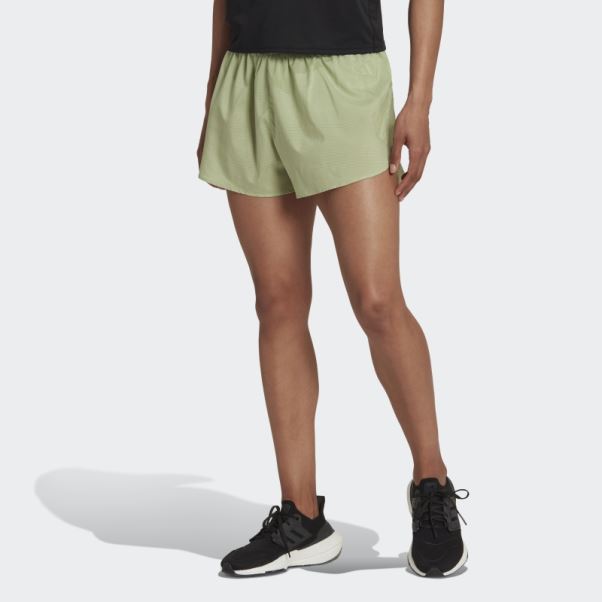 Short Fendu De Course à Pied Adizero Citron Vert Adidas