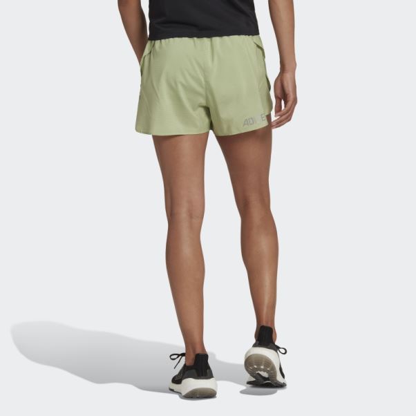 Short Fendu De Course à Pied Adizero Citron Vert Adidas