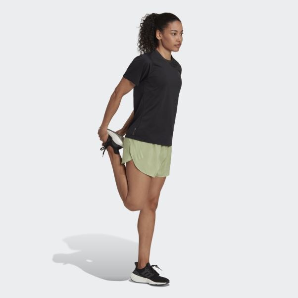 Short Fendu De Course à Pied Adizero Citron Vert Adidas