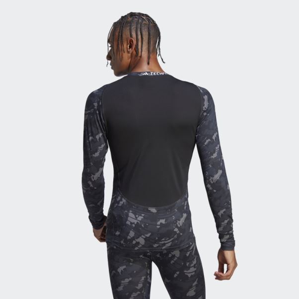 Adidas Techfit Haut D'entraînement à Manches Longues Imprimé Noir