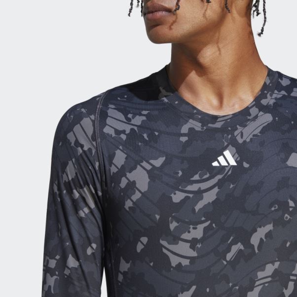 Adidas Techfit Haut D'entraînement à Manches Longues Imprimé Noir
