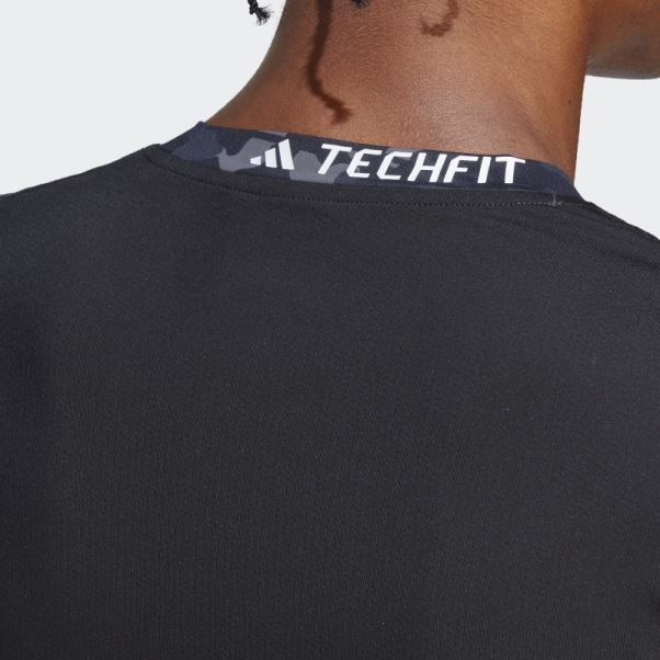 Adidas Techfit Haut D'entraînement à Manches Longues Imprimé Noir