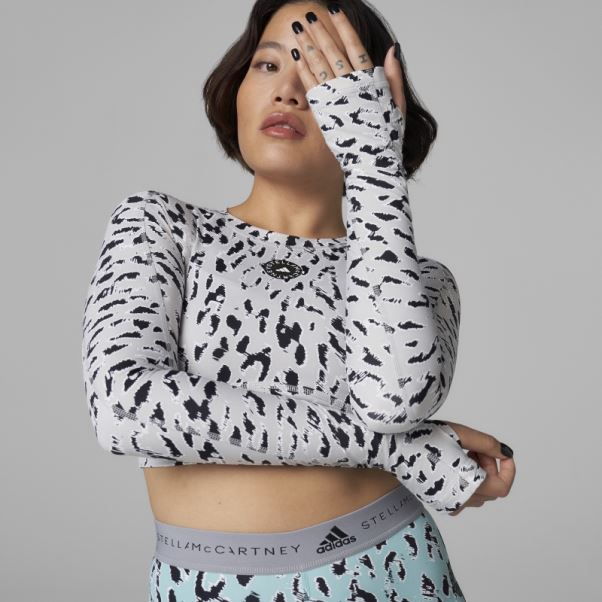Adidas By Stella Mccartney Truestrength Haut Court à Manches Longues Gris Fashion