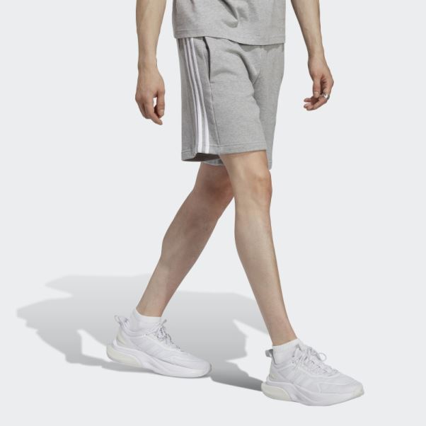 Short 3 Bandes En Molleton Essentials Gris Moyen Adidas