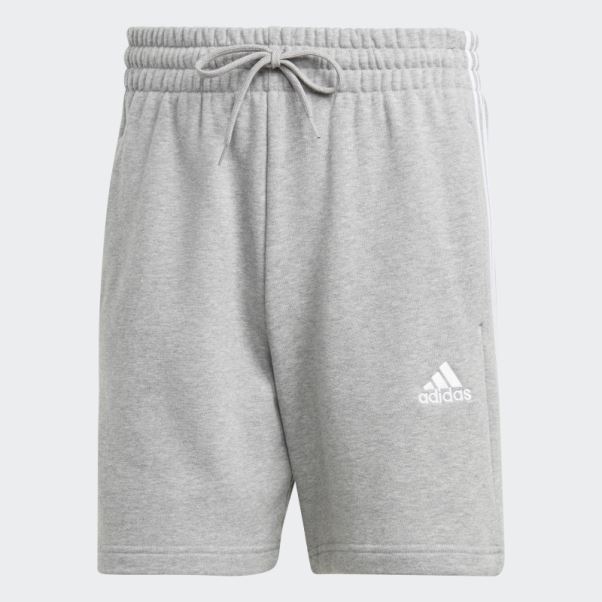 Short 3 Bandes En Molleton Essentials Gris Moyen Adidas
