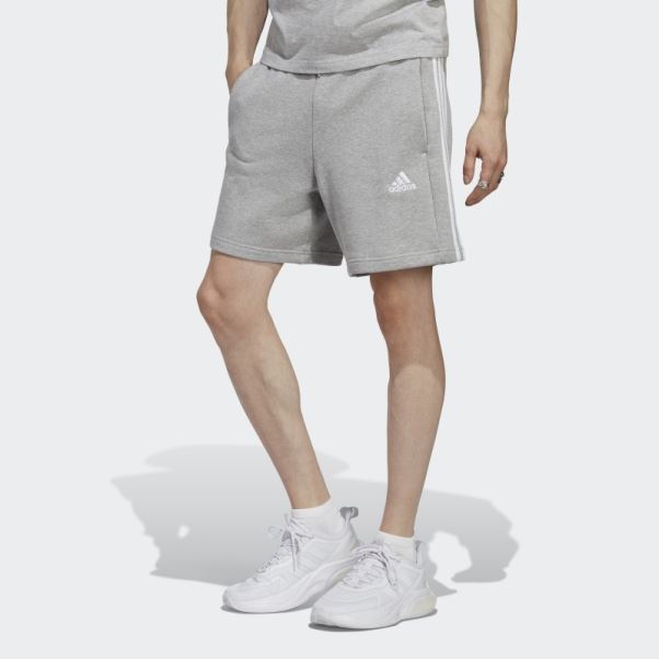 Short Adidas Essentials French Terry 3 Bandes Gris Moyen