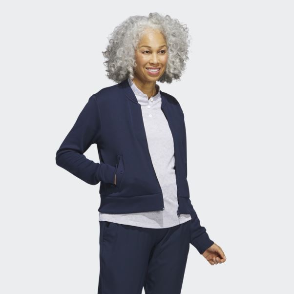 Blouson Aviateur De Golf En Maille Adidas Bleu Marine
