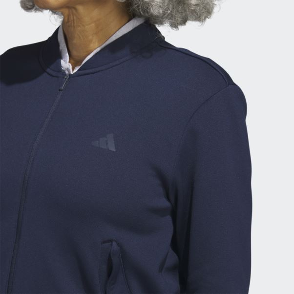 Blouson Aviateur De Golf En Maille Adidas Bleu Marine