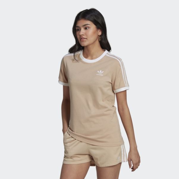 T-shirt à 3 Bandes Adicolor Classics Adidas Beige