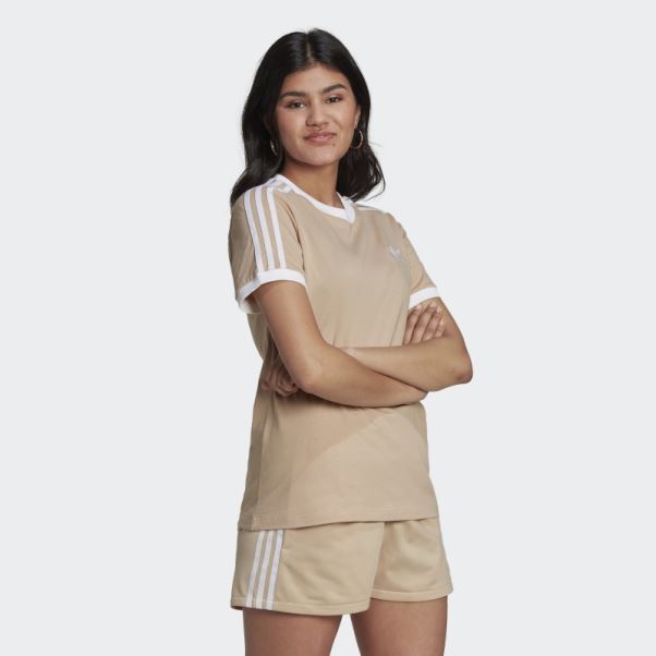 T-shirt à 3 Bandes Adicolor Classics Adidas Beige