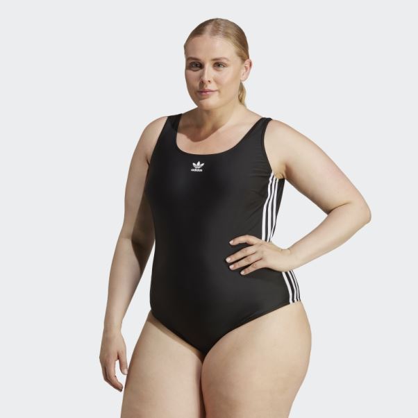 Adidas Maillot De Bain Noir Adicolor 3 Bandes (grande Taille)