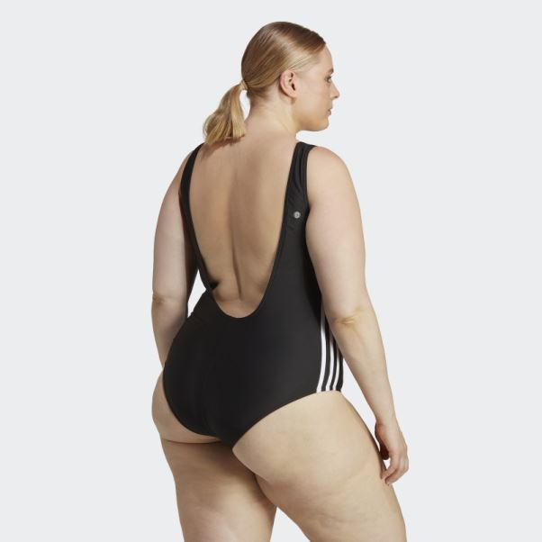 Adidas Maillot De Bain Noir Adicolor 3 Bandes (grande Taille)