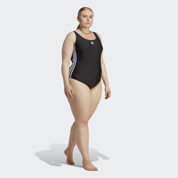 Adidas Maillot De Bain Noir Adicolor 3 Bandes (grande Taille)