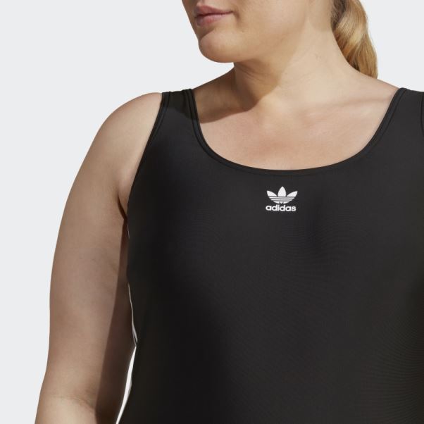 Adidas Maillot De Bain Noir Adicolor 3 Bandes (grande Taille)