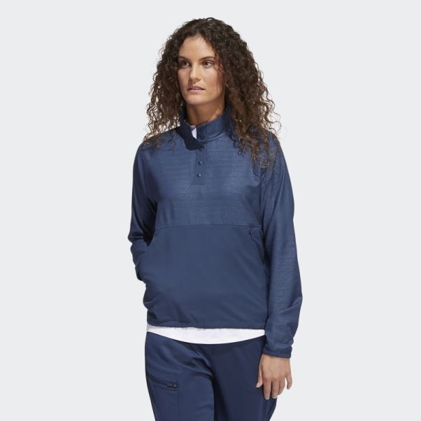 Pull à 1/4 Pressions En Relief Adidas Bleu Marine