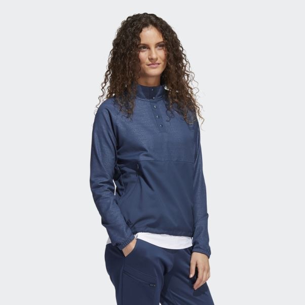 Pull 1/4 Pression Gaufré Bleu Marine Adidas