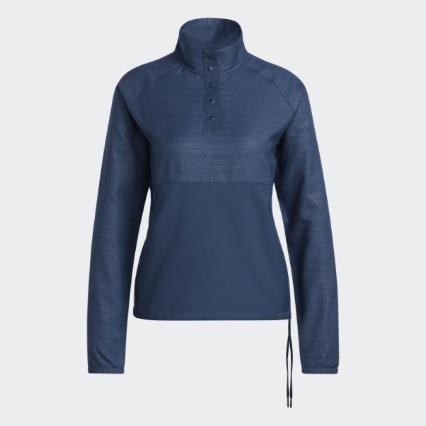 Pull 1/4 Pression Gaufré Bleu Marine Adidas