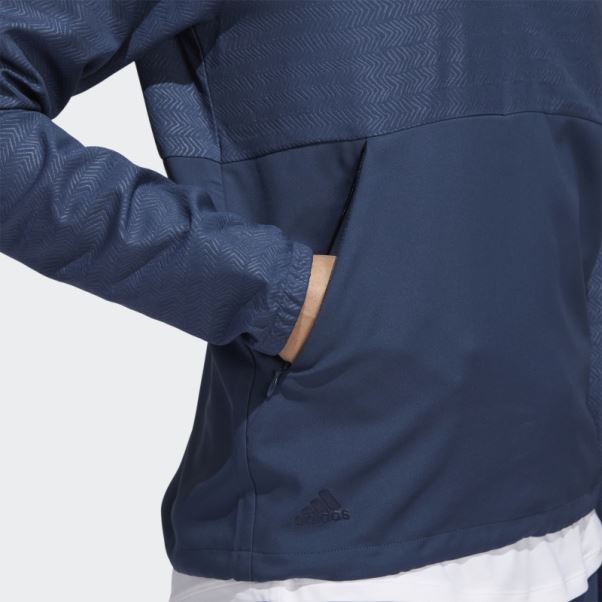 Pull 1/4 Pression Gaufré Bleu Marine Adidas