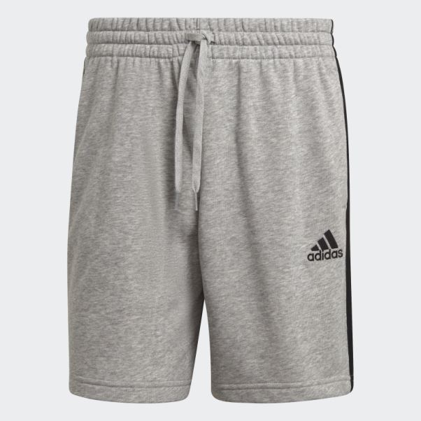 Short Adidas Essentials French Terry 3 Bandes Gris Moyen