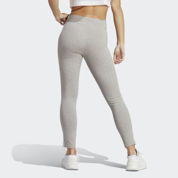 Legging Taille Haute En Jersey Simple 3 Bandes Essentials Gris Moyen Adidas