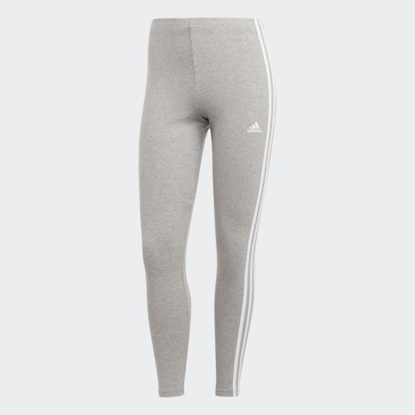 Legging Taille Haute En Jersey Simple 3 Bandes Essentials Gris Moyen Adidas