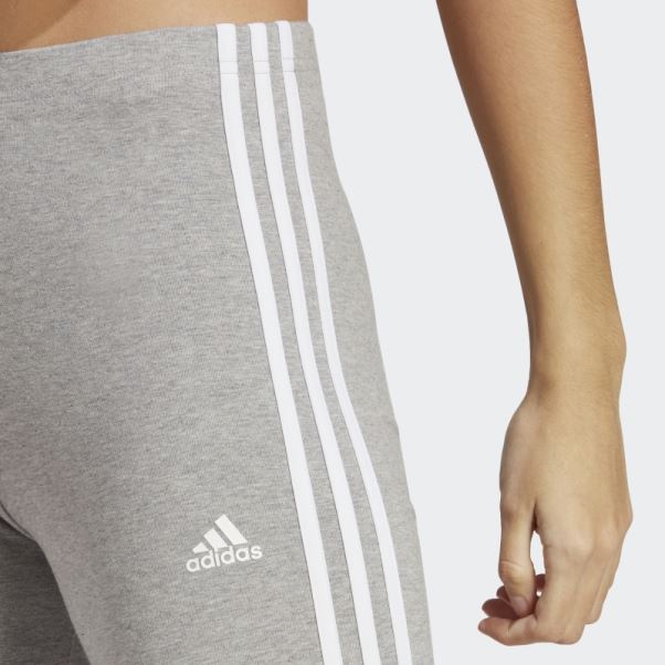 Legging Taille Haute En Jersey Simple 3 Bandes Essentials Gris Moyen Adidas