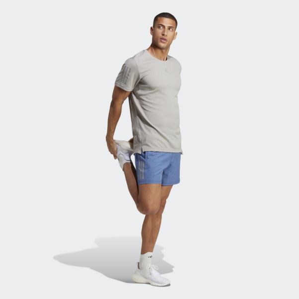 Adidas Short Chiné Own The Run Bleu Foncé Chiné