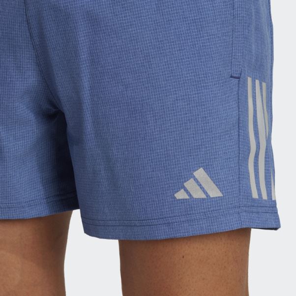 Adidas Short Chiné Own The Run Bleu Foncé Chiné