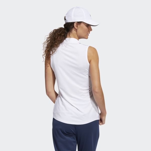 Polo Sans Manches Adidas Bleu Marine à Rayures à Chevrons