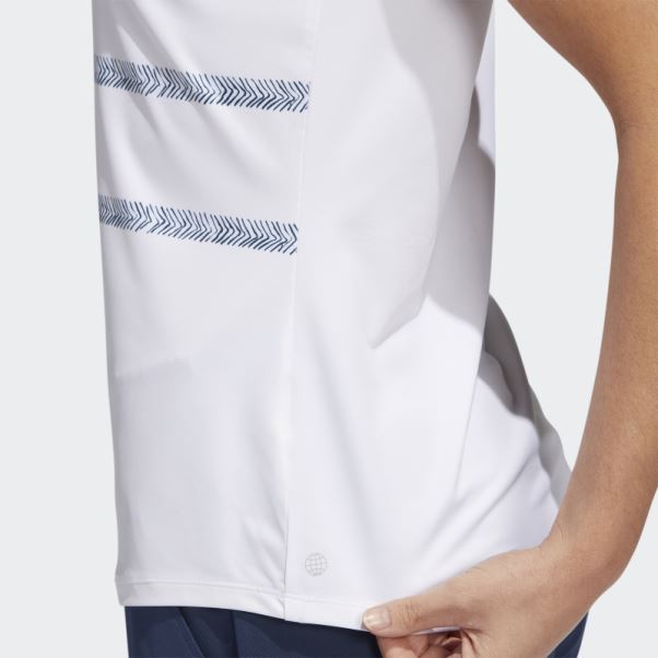 Polo Sans Manches Adidas Bleu Marine à Rayures à Chevrons