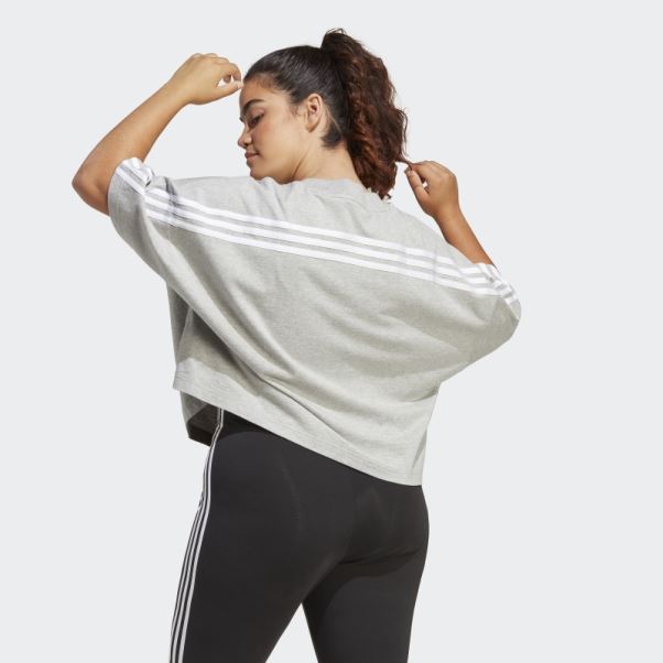 Future Icons T-shirt à 3 Bandes (grande Taille) Gris Moyen Adidas