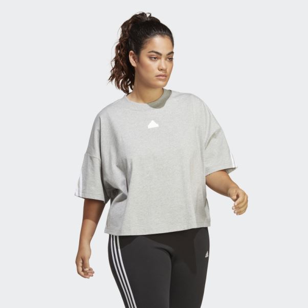 Future Icons T-shirt à 3 Bandes (grande Taille) Gris Moyen Adidas