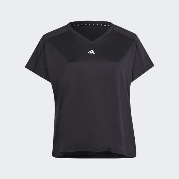 Aeroready Train Essentials T-shirt à Col En V Minimal Branding (taille Plus) Adidas Noir