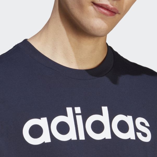 Adidas Essentials Maillot Simple Logo Linéaire Brodé Tee Encre