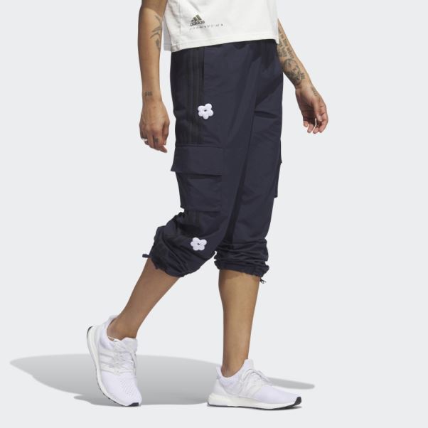 Adidas Pantalon Cargo à 3 Bandes Avec Patchs De Fleurs En Chenille Encre