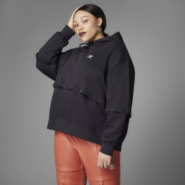 Sweat à Capuche Noir à Boutons Pression Adidas Always Original (grande Taille)