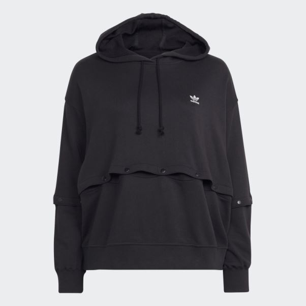 Sweat à Capuche Noir à Boutons Pression Adidas Always Original (grande Taille)
