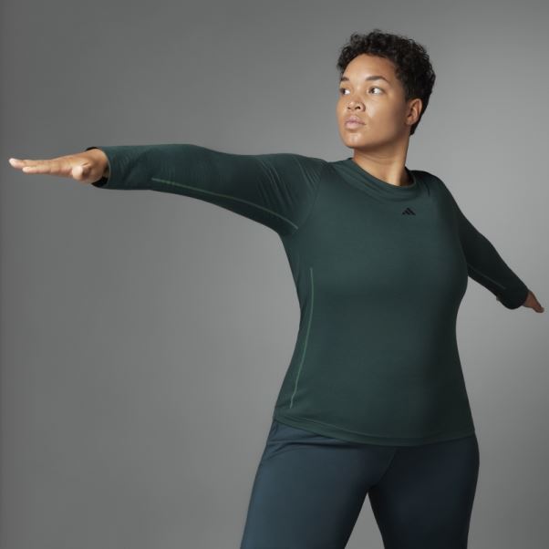 Authentique Balance Yoga T-shirt à Manches Longues Adidas Vert Fashion