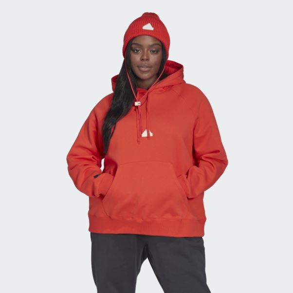 Sweat à Capuche Oversize Adidas Rouge (grande Taille)