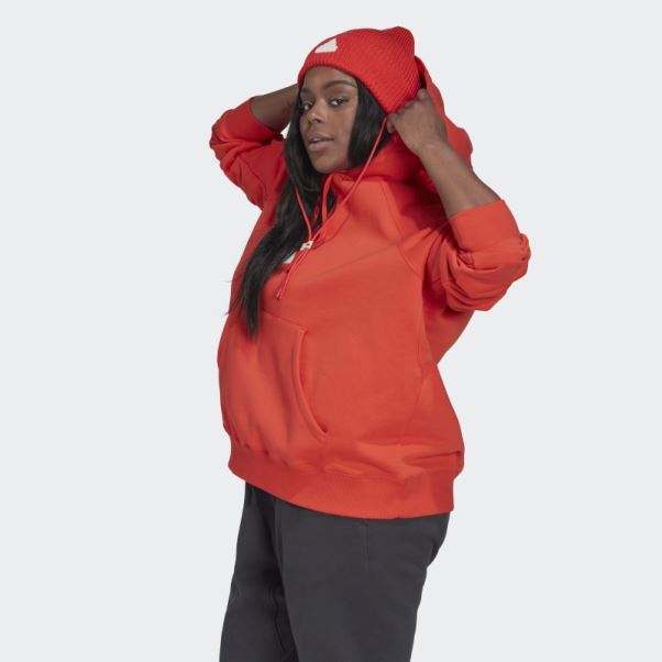 Sweat à Capuche Oversize Adidas Rouge (grande Taille)