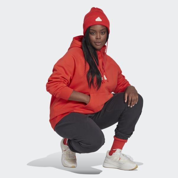 Sweat à Capuche Oversize Adidas Rouge (grande Taille)