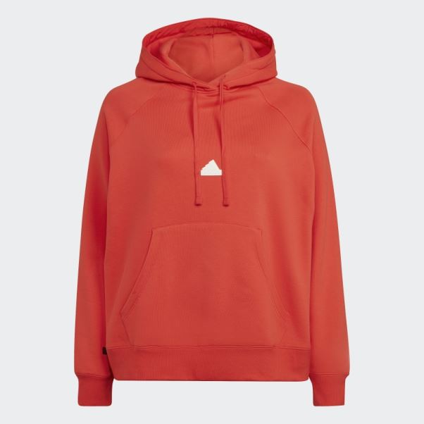 Sweat à Capuche Oversize Adidas Rouge (grande Taille)