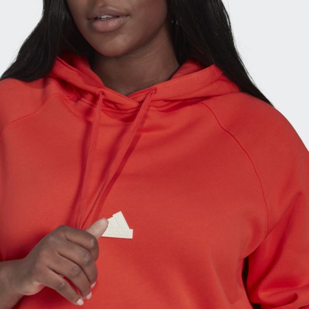 Sweat à Capuche Oversize Adidas Rouge (grande Taille)