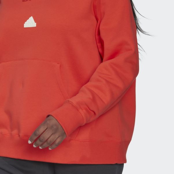 Sweat à Capuche Oversize Adidas Rouge (grande Taille)