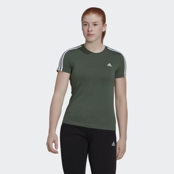 T-shirt Slim à 3 Bandes Adidas Green Oxide Essentials