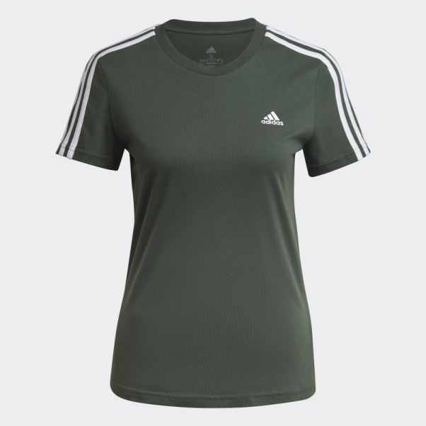 T-shirt Slim à 3 Bandes Adidas Green Oxide Essentials